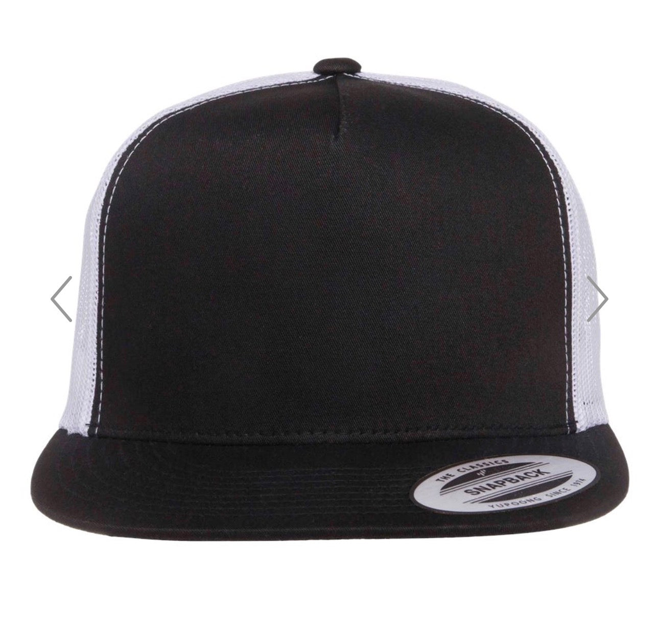 Blank black / white flat brim adjustable hat