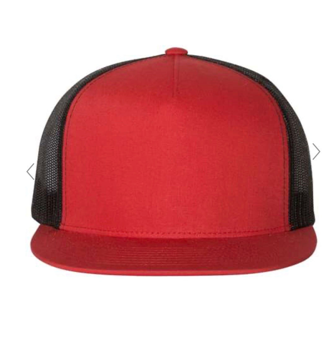 Blank red / black flat brim adjustable hat