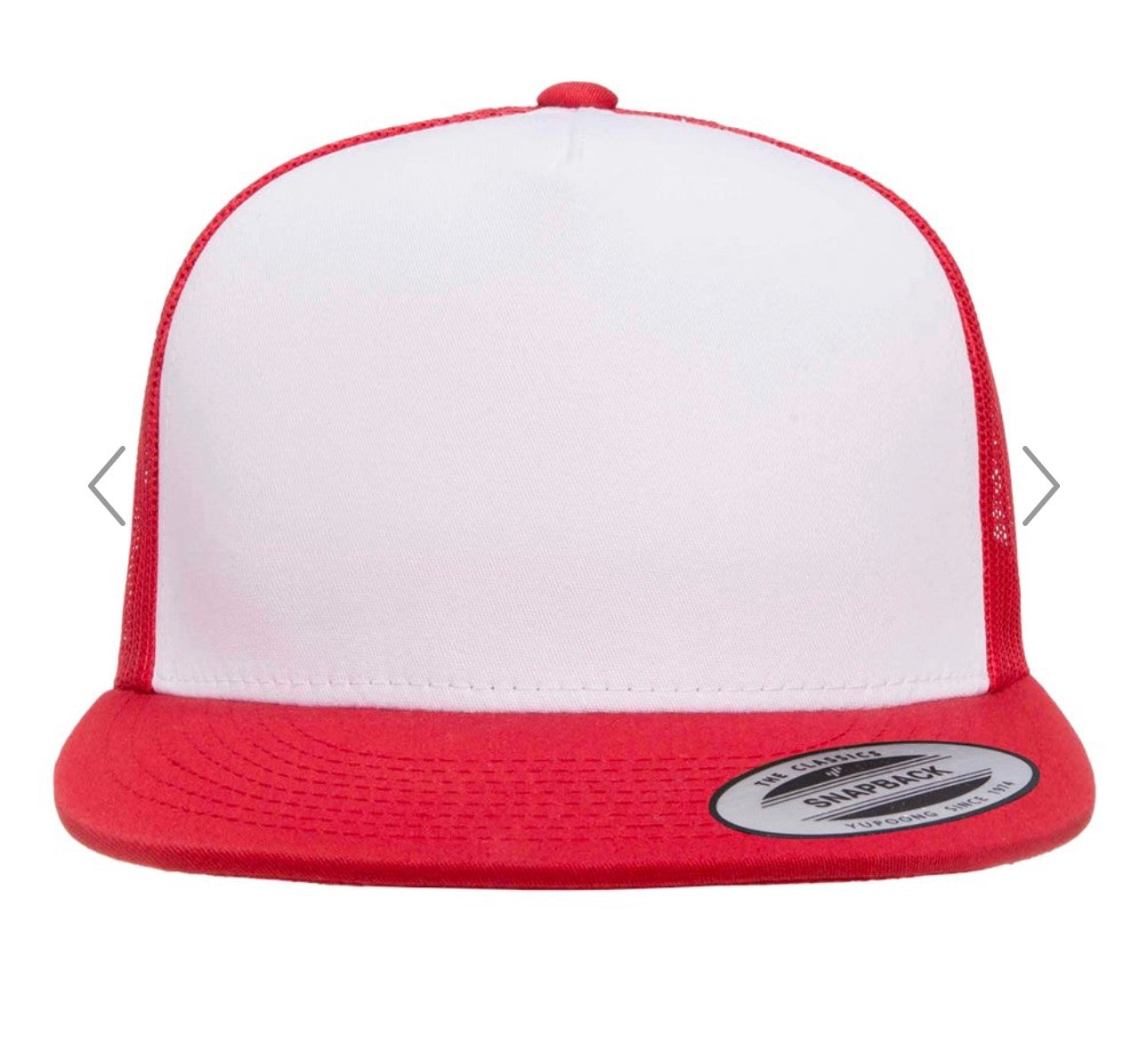 Blank white / red flat brim adjustable hat