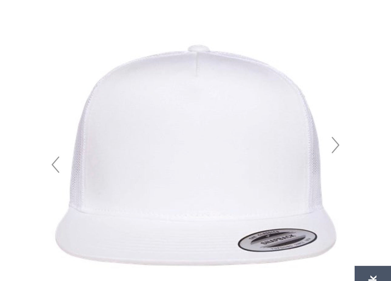 Blank white flat brim adjustable hat