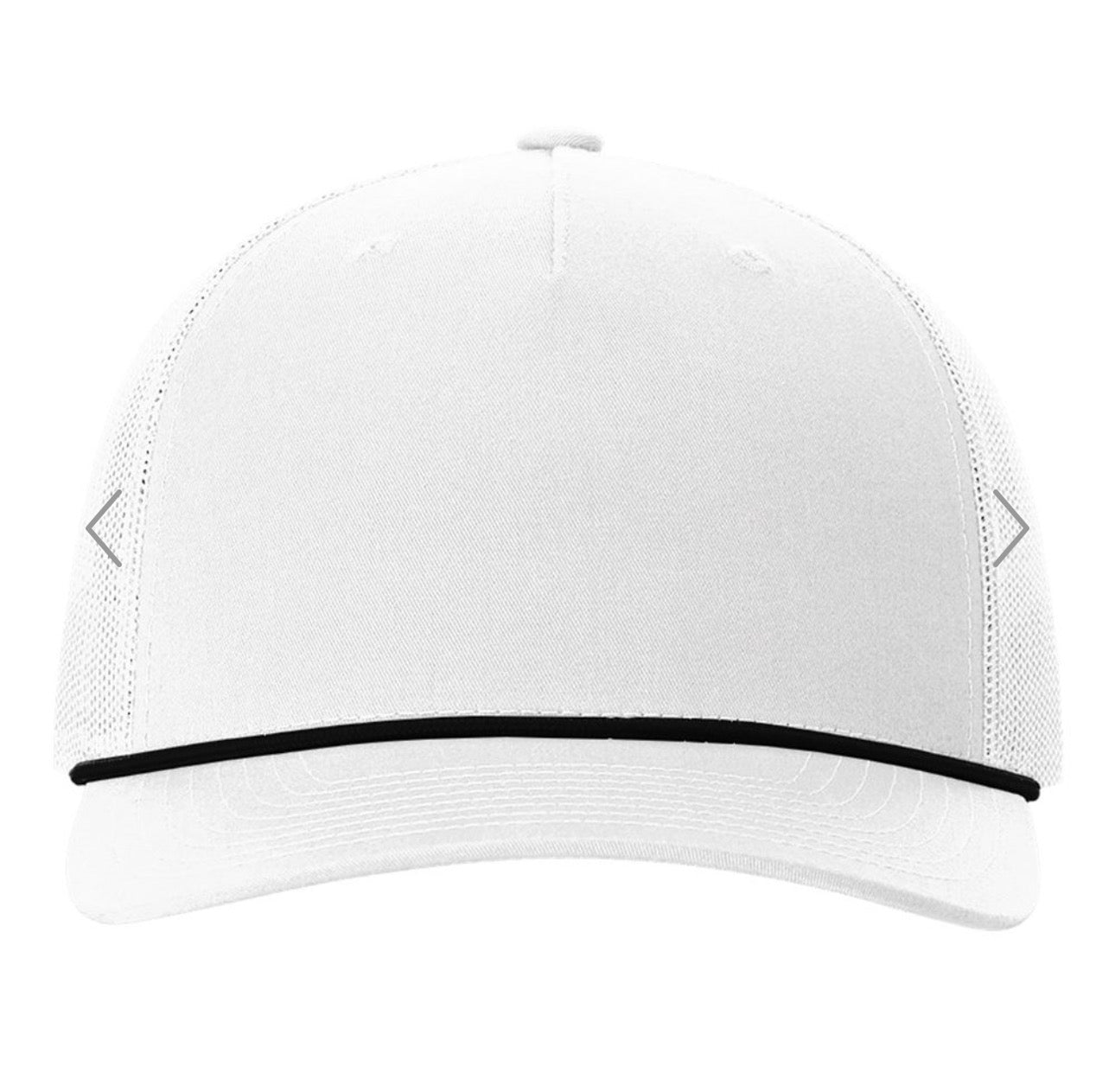 Blank white hat with black rope